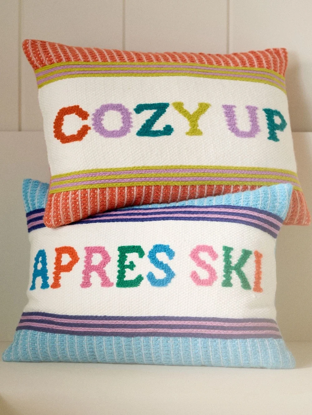 NWT Anthropologie Alden Embroidered Cotton Pillow in Apres Ski